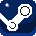 A small pixel icon of the Steam logo